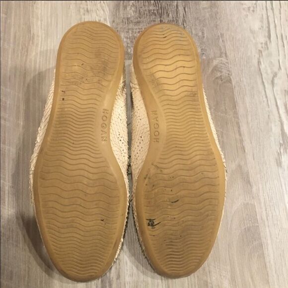HOGAN Cream Snakeskin Sneakers Size 5 1/2 - Picture 2 of 7